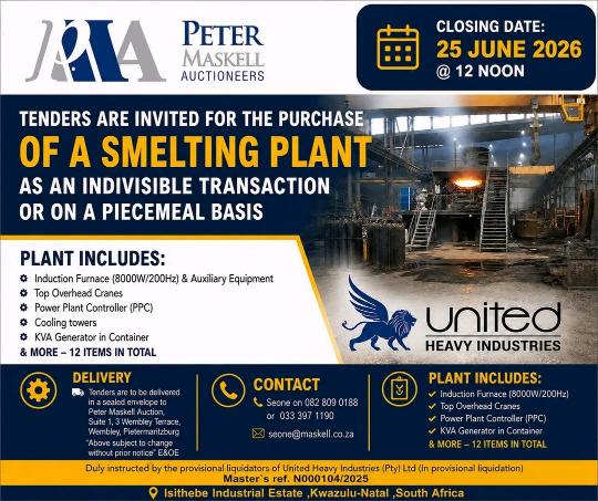 Tenders Invited for the Purchase of a Smelting Plant in KwaZulu-Natal